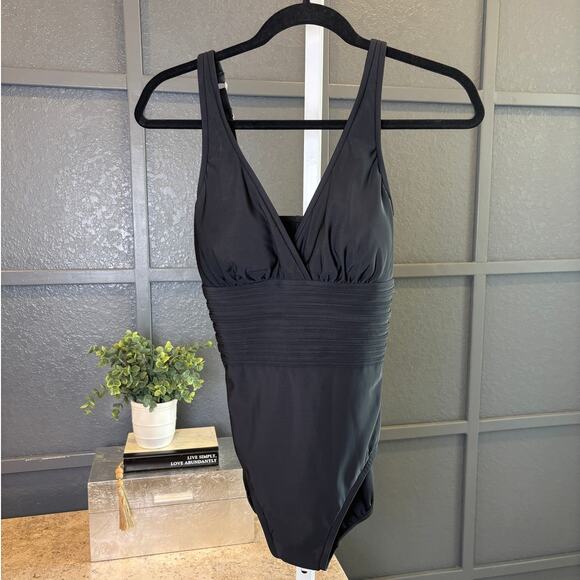 Aqua Green Womens One Piece Black Small Swimsuit Swimwear Bathing Suit NWT - Picture 2 of 6